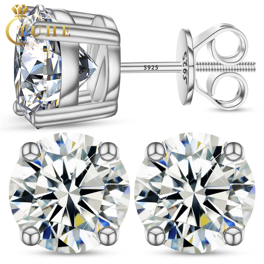 USA Warehouse Fine Jewelry 18K Gold Plated 925 Sterling Silver 4 Claws Setting VVS Moissanite Diamond Luxury Stud Earrings