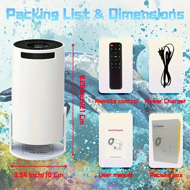 Upport 4K 1080P Home Theater Projector - 200ANSI, 130-Inch Screen, 180° Rotatable, Short-Throw Audio Crystal Portable Adjustable