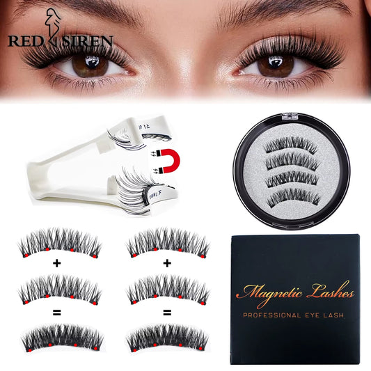 Magnetic Eyelashes with Applicator Reusable Natural Magnetic Lashes Kit No Glue Needed Soft Clear Band False Eyelashes