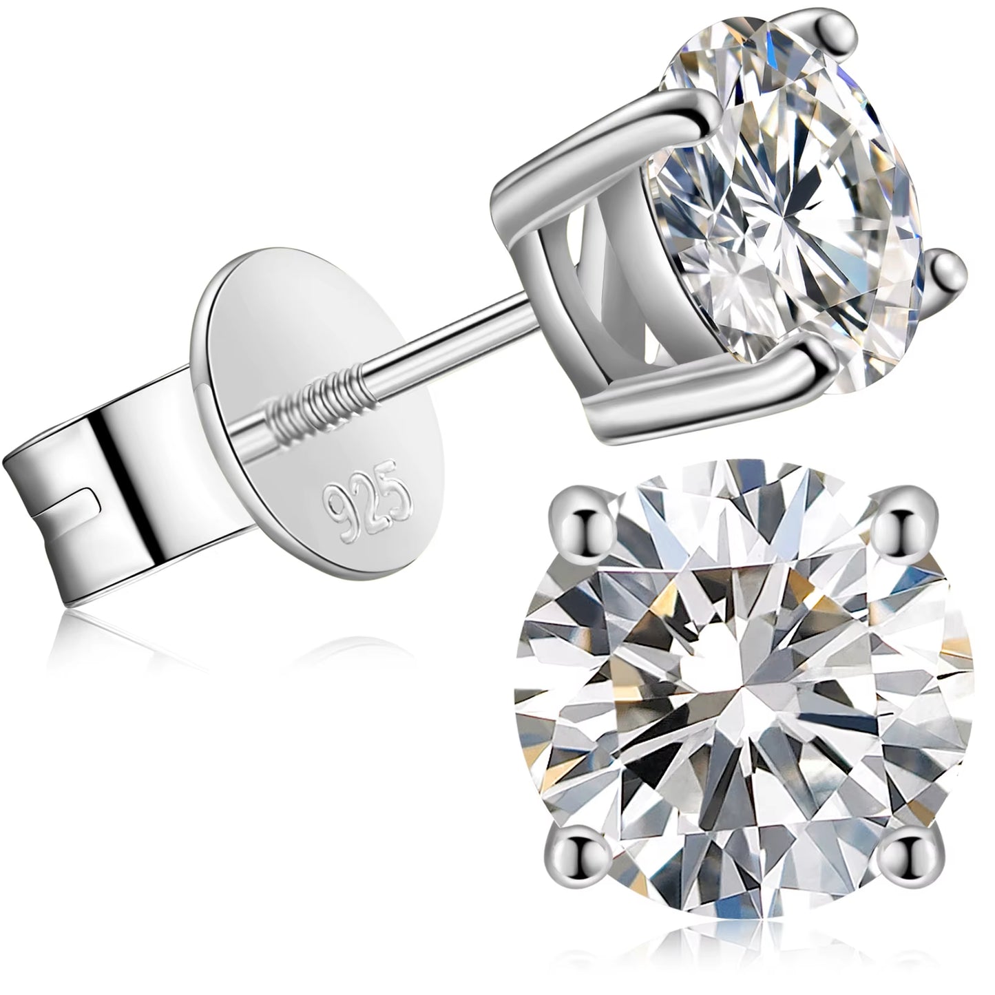 USA Warehouse Fine Jewelry 18K Gold Plated 925 Sterling Silver 4 Claws Setting VVS Moissanite Diamond Luxury Stud Earrings