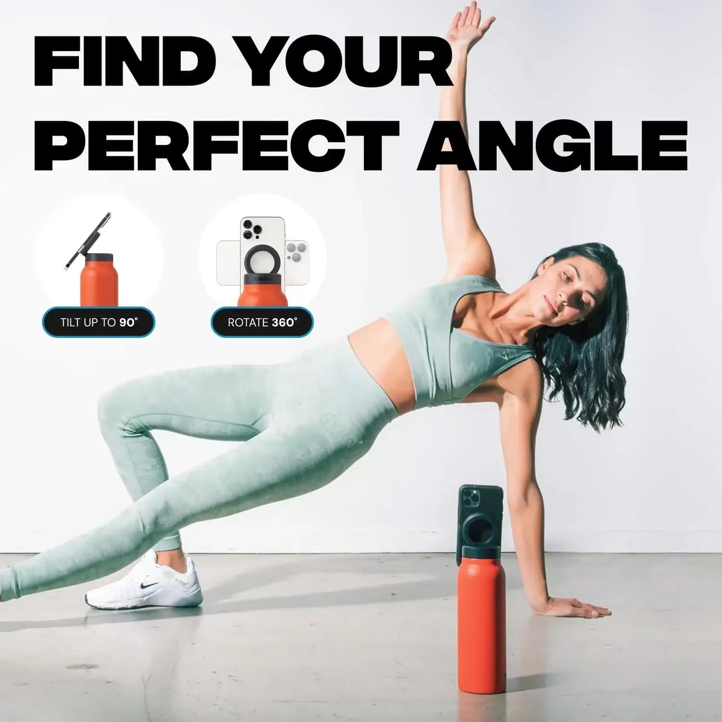 Insulated Sports Water Bottle with Magnetic Phone Holder and Built-In Stand Perfect Gym Workouts Outdoor Adventures and Travel