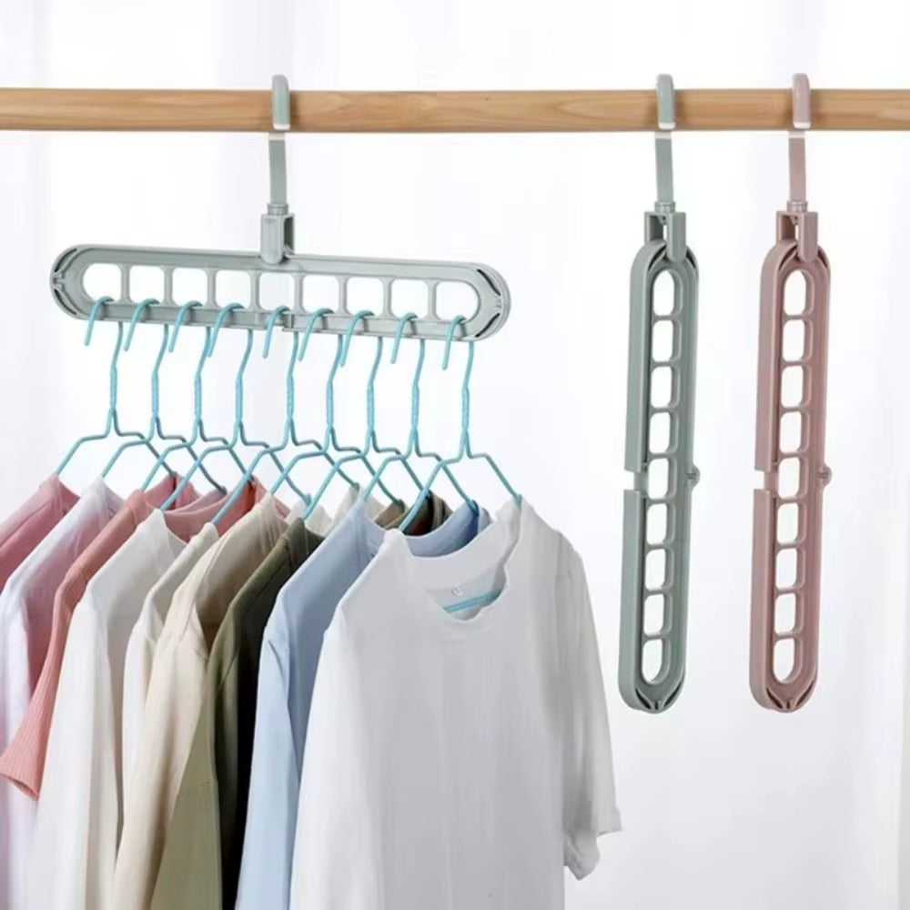 9-Hole Wardrobe Storage Rack Multifunctional Foldable Clothes Drying Rack Storage Clothes Rack Space-Saving Clothes Hanger