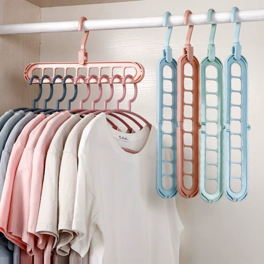 9-Hole Wardrobe Storage Rack Multifunctional Foldable Clothes Drying Rack Storage Clothes Rack Space-Saving Clothes Hanger