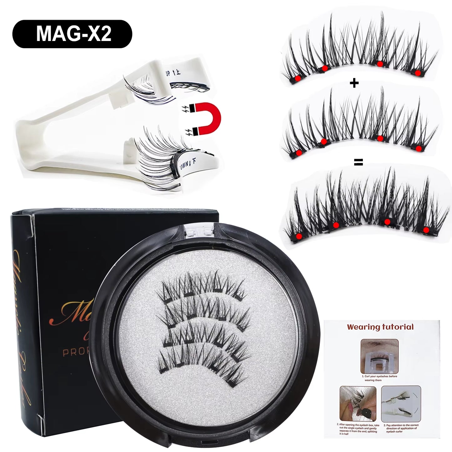 Magnetic Eyelashes with Applicator Reusable Natural Magnetic Lashes Kit No Glue Needed Soft Clear Band False Eyelashes