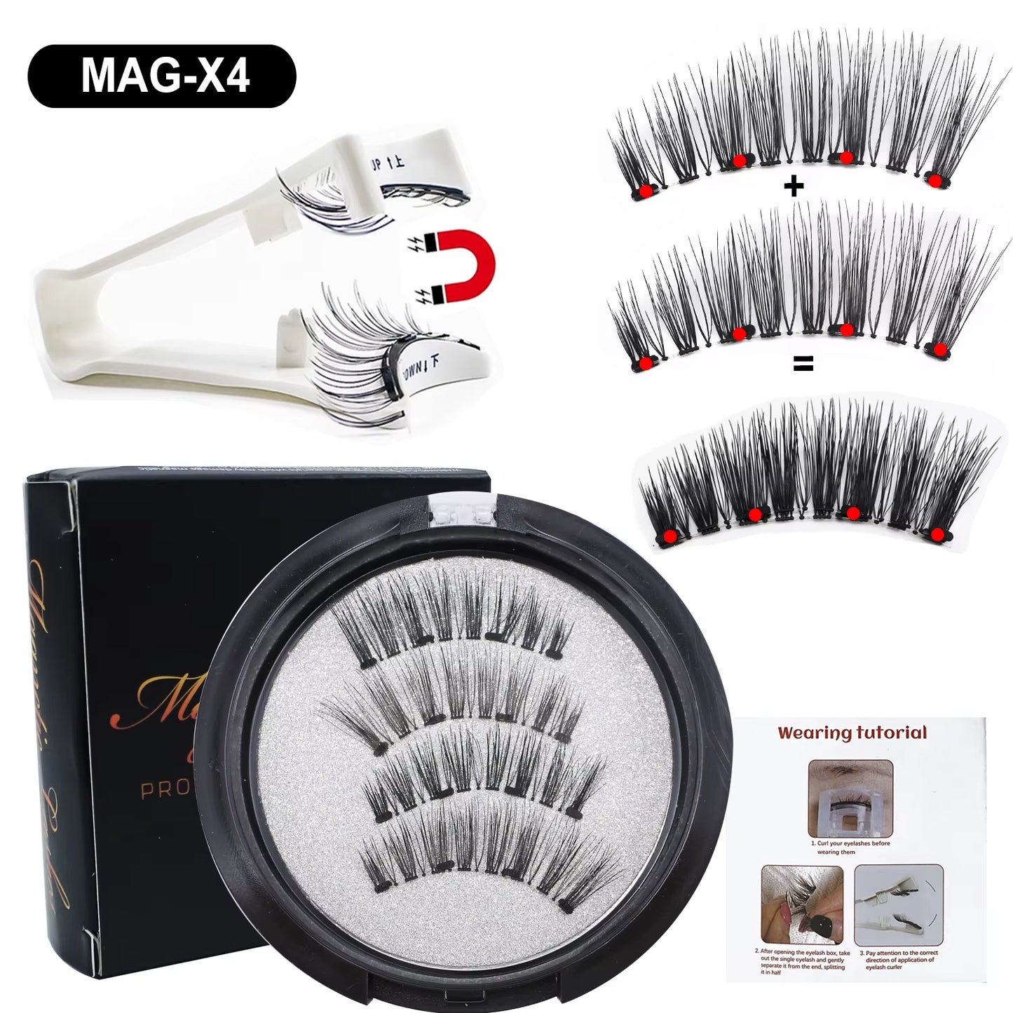 Magnetic Eyelashes with Applicator Reusable Natural Magnetic Lashes Kit No Glue Needed Soft Clear Band False Eyelashes