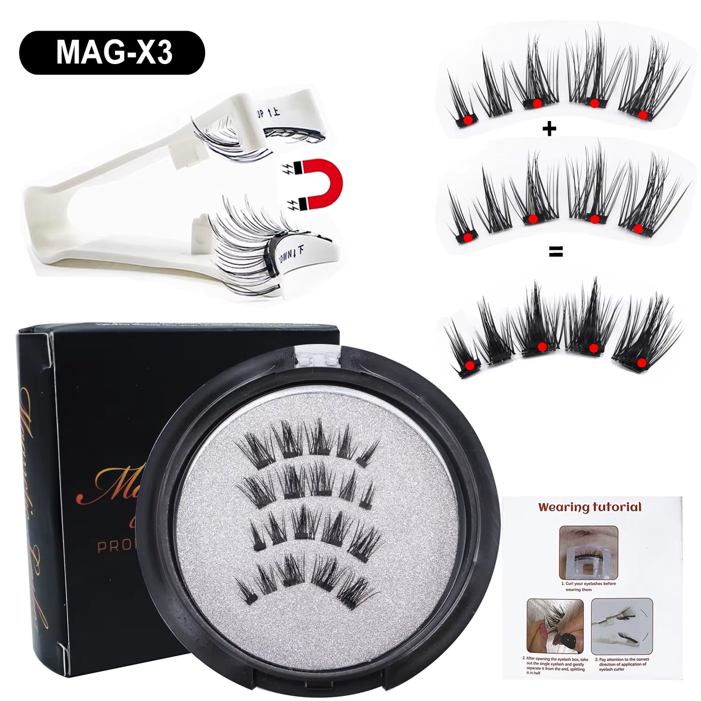 Magnetic Eyelashes with Applicator Reusable Natural Magnetic Lashes Kit No Glue Needed Soft Clear Band False Eyelashes