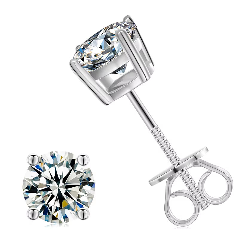 USA Warehouse Fine Jewelry 18K Gold Plated 925 Sterling Silver 4 Claws Setting VVS Moissanite Diamond Luxury Stud Earrings