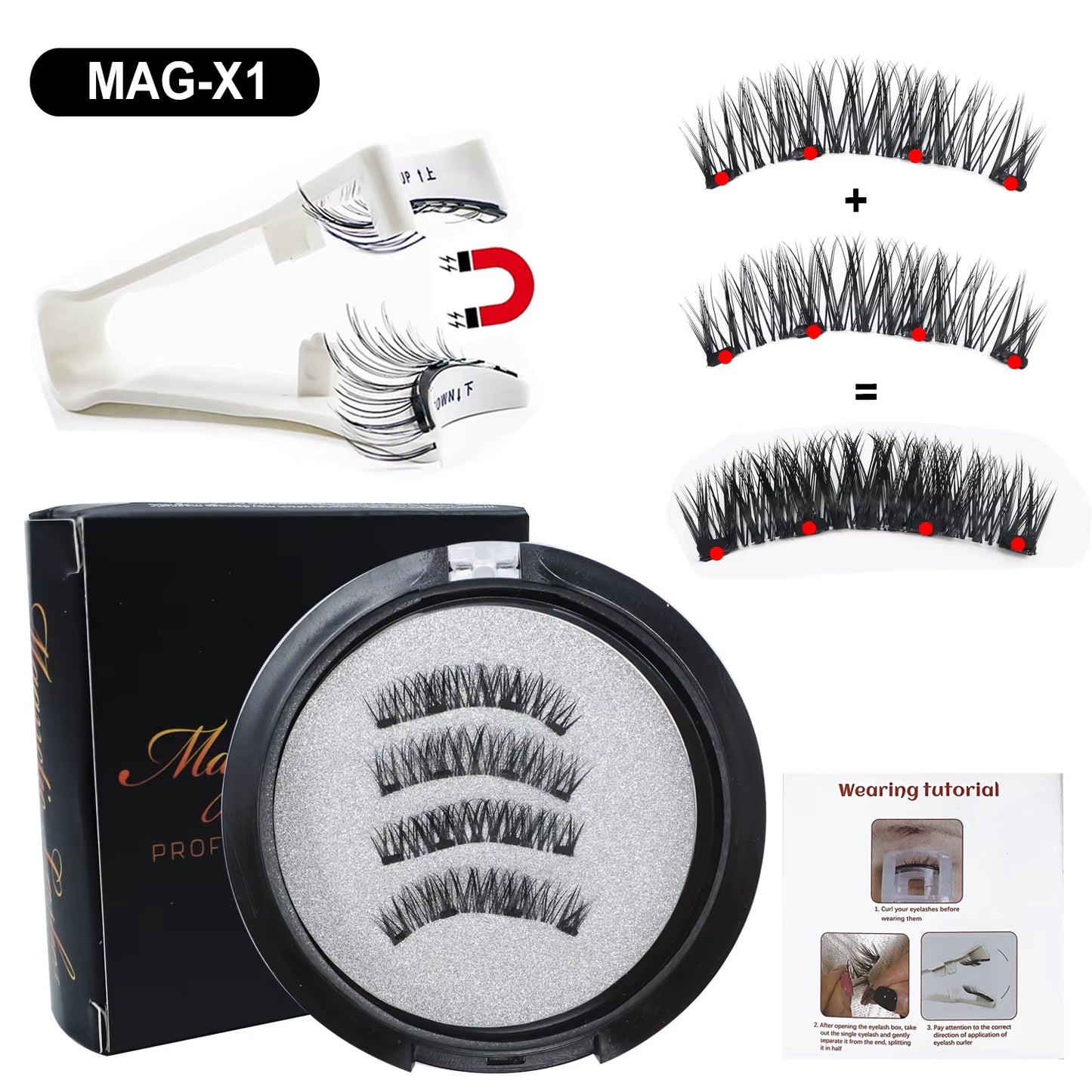 Magnetic Eyelashes with Applicator Reusable Natural Magnetic Lashes Kit No Glue Needed Soft Clear Band False Eyelashes