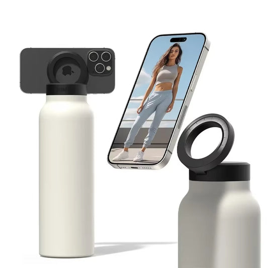 Insulated Sports Water Bottle with Magnetic Phone Holder and Built-In Stand Perfect Gym Workouts Outdoor Adventures and Travel