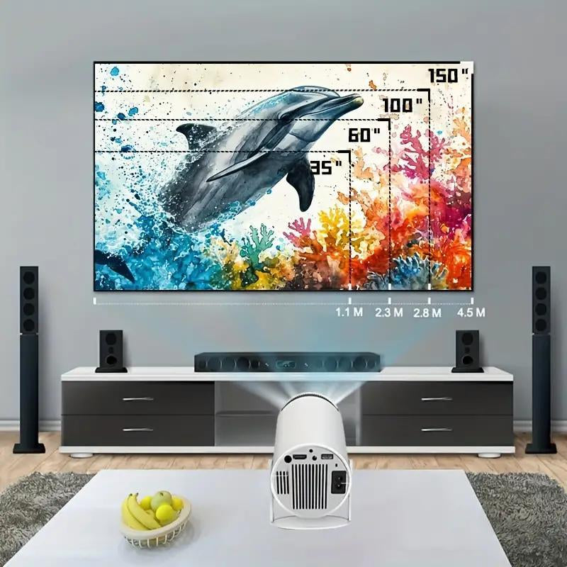 Upport 4K 1080P Home Theater Projector - 200ANSI, 130-Inch Screen, 180° Rotatable, Short-Throw Audio Crystal Portable Adjustable